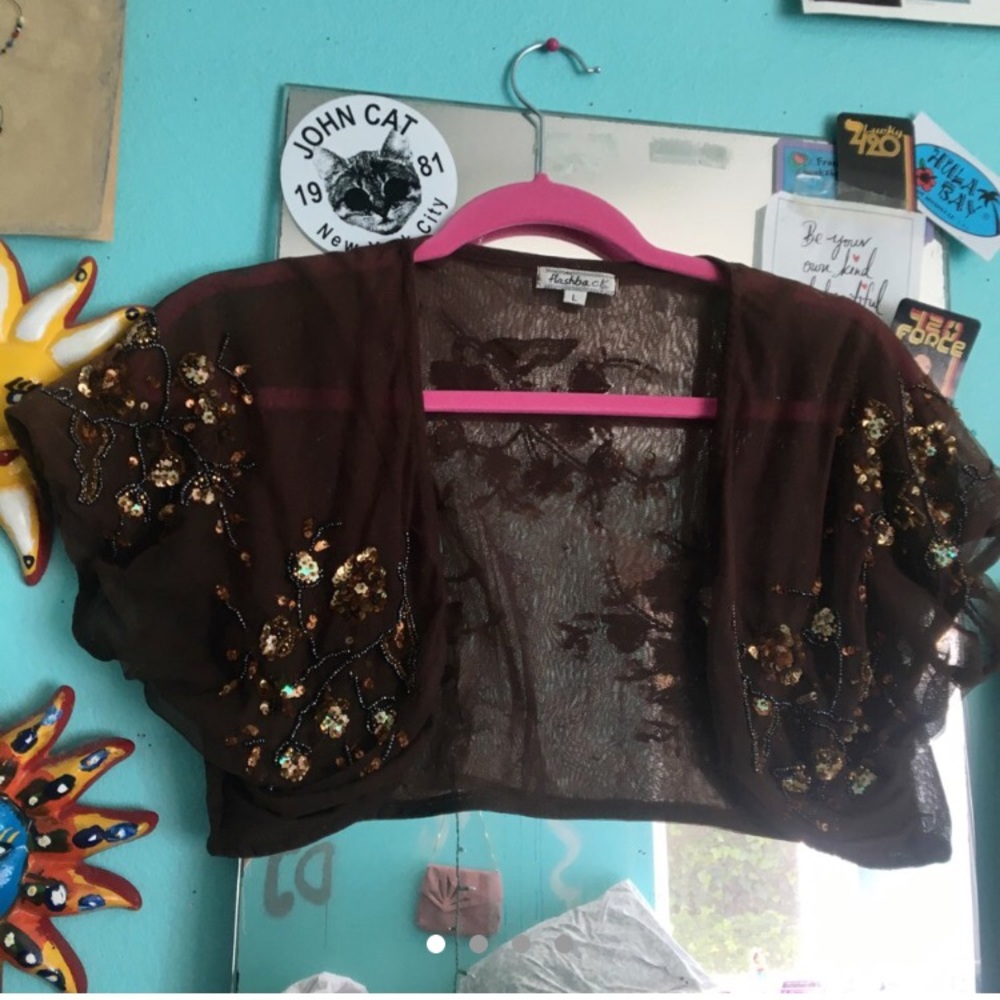 vintage mini crop sequin cardigan